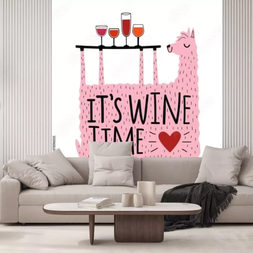 Sticker Lama met wijn