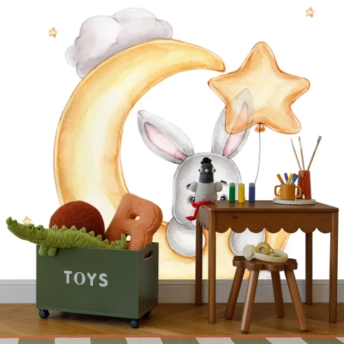 Sticker Konijntje op de maan