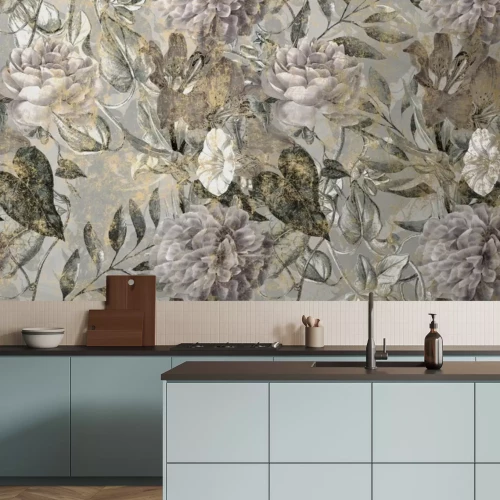 Fotobehang Elegante bloemensticker