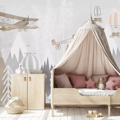 Fotobehang Bergen en vlaktes voor kinderen in Scandinavische stijl