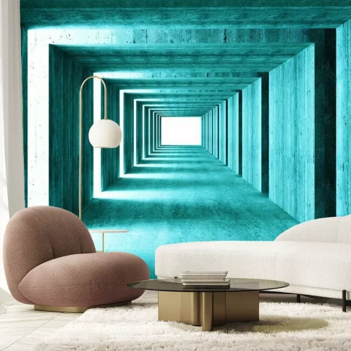 Fotobehang Betonnen tunnel met 3D-effectopeningen