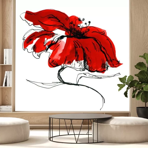 Sticker Bloem op een gekleurde tekening