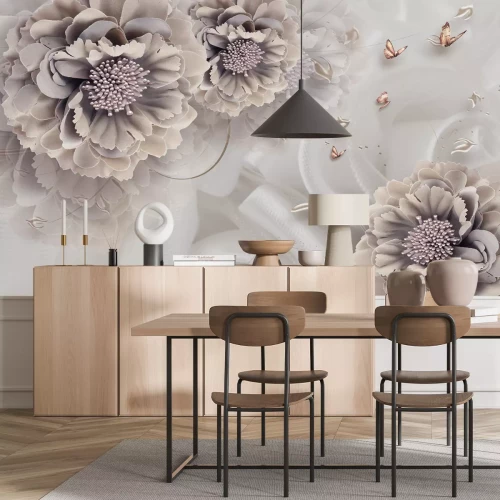 Fotobehang Bloemstuk en vlinders