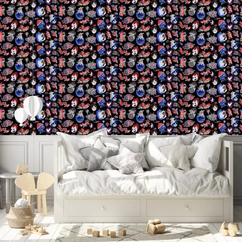 Behang kleurrijke monsters