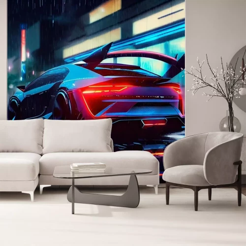 Fotobehang Sportwagen met rode lichten