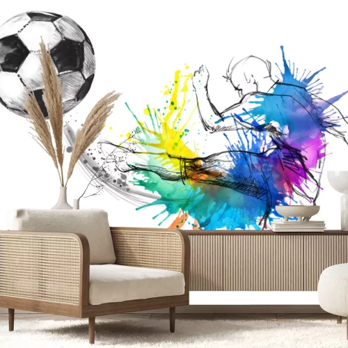 Sticker Waterverftekening van een voetballer