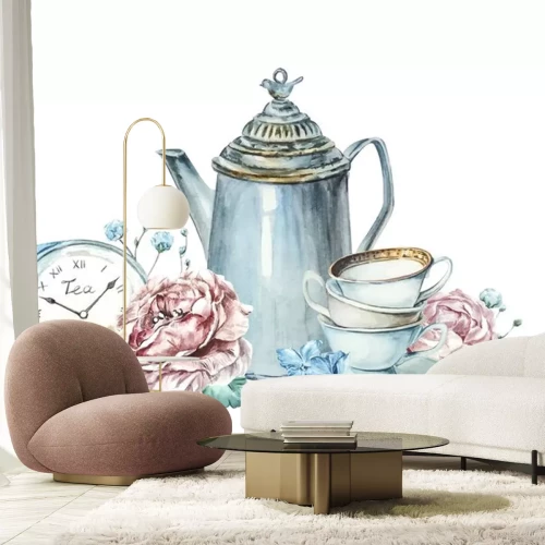 Sticker Kleurrijk theeservies