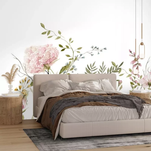 Sticker Een bos poederroze bloemen