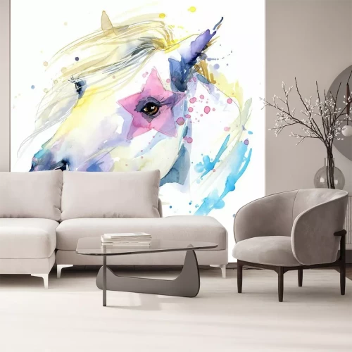 Sticker Een wit paard met een roze ster