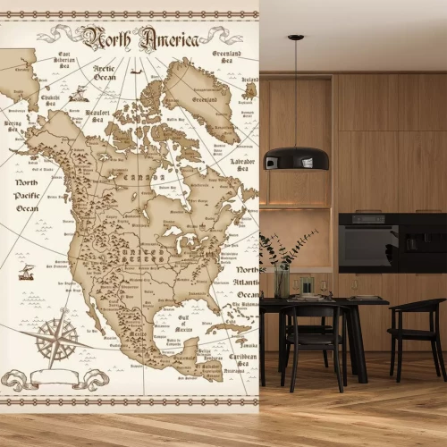 Fotobehang Historische kaart van Noord-Amerika