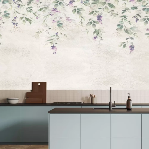 Fotobehang Aquarelcomposities met lavendelbloemen