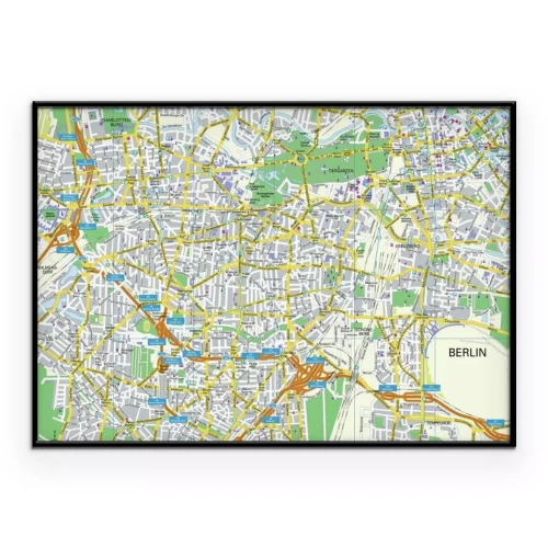 Poster Plattegrond van Berlijn met parken en wegen