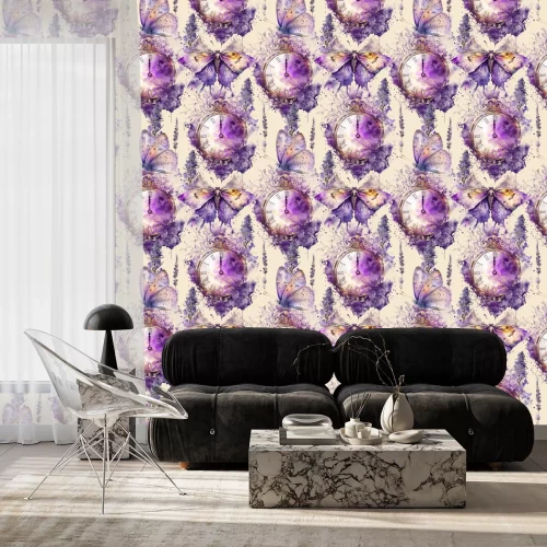 Behang Klokken en vlinders