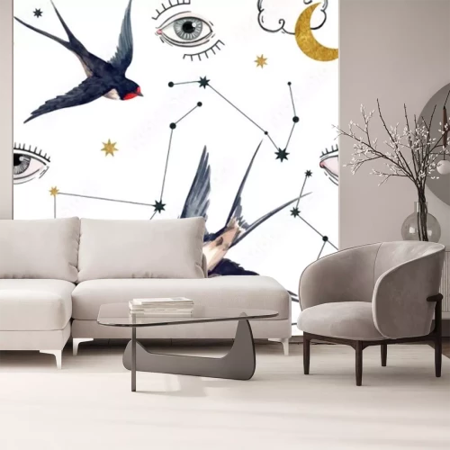 Sticker Zwaluwen tussen de sterren