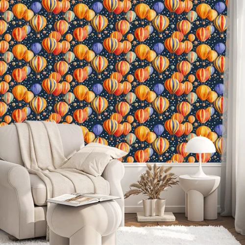 Behang Kleurrijke ballonnen in de lucht met sterren