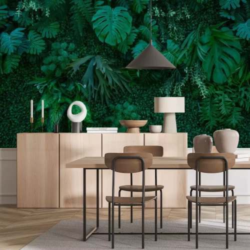 Fotobehang Donkergroene muur