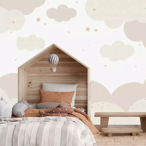 Fotobehang Pastelkleurige wolken en sterren aan de hemel