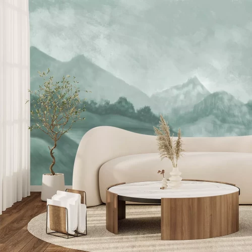 Fotobehang Groene heuvels in een schilderachtig landschap