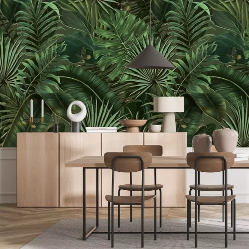 Fotobehang Groene palmbladeren