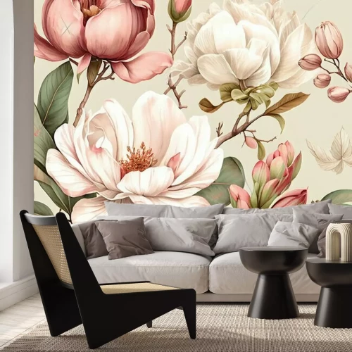 Fotobehang Knoppen van witte pioenrozen