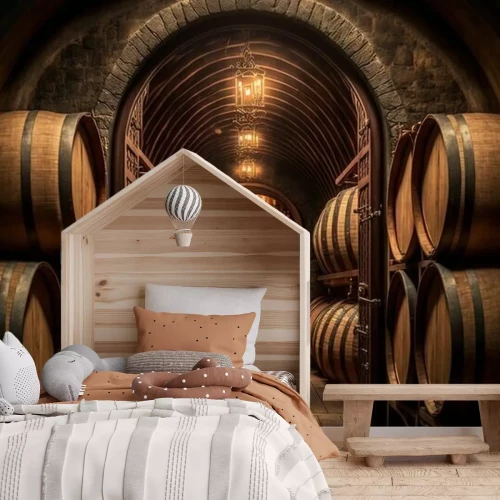 Fotobehang Vaten wijn in een wijnmakerij