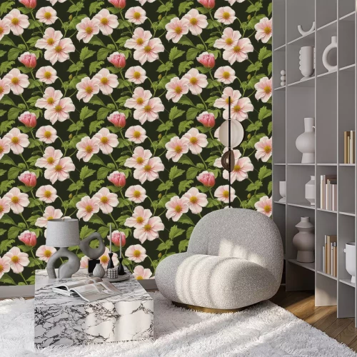 Behang Poederbloemen in de tuin