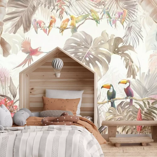 Fotobehang Kleurrijke exotische vogels in de tropen