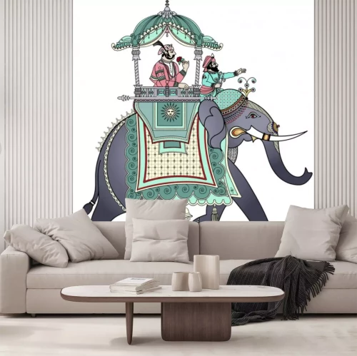 Sticker Vector illustratie van een versierde Indische olifant