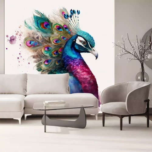 Sticker Kleurrijke pauw