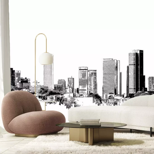 Sticker Overzicht van stedelijke wolkenkrabbers