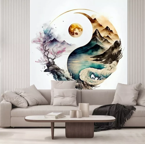 Sticker Yin yang landschap
