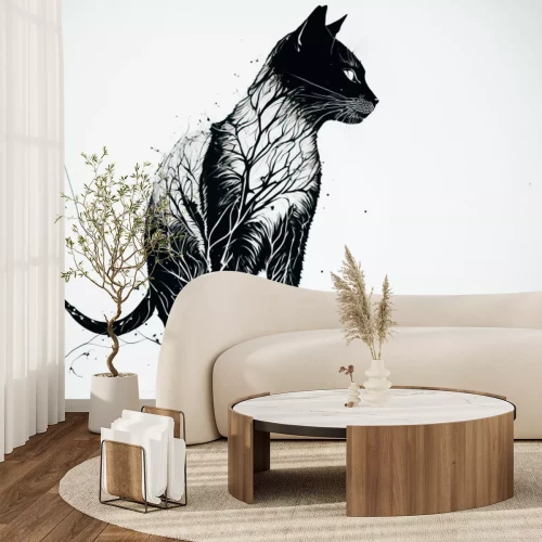 Sticker Artistiek kunstwerk met een kat