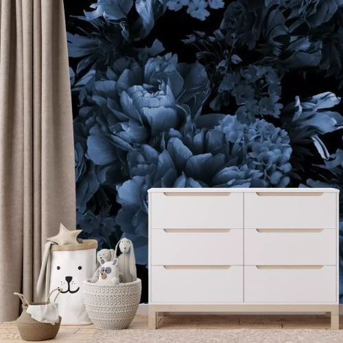 Fotobehang Donkerblauwe tuin