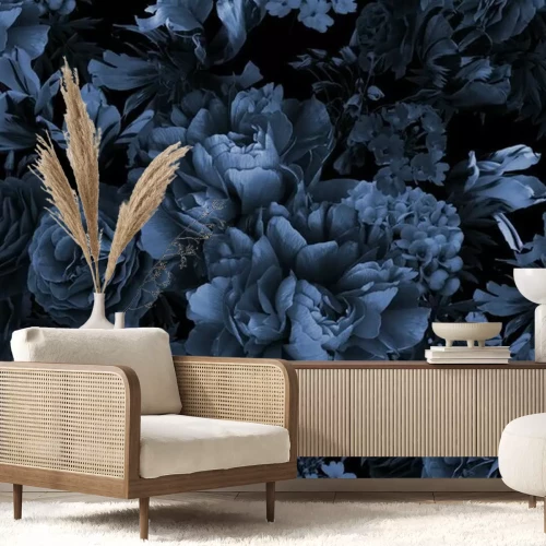 Fotobehang Donkerblauwe tuin