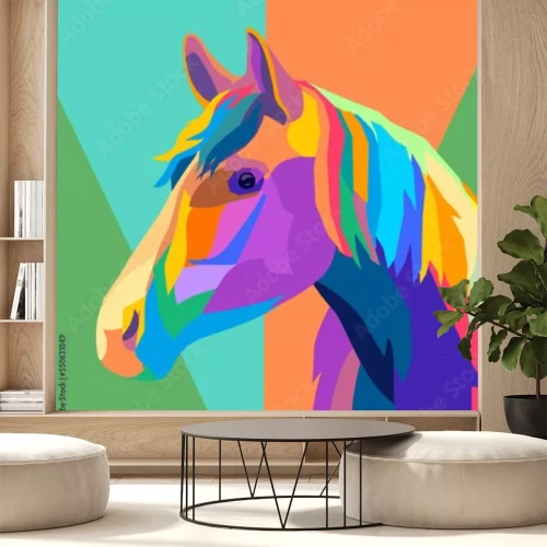 Sticker Kleurrijk paard in pop-artstijl