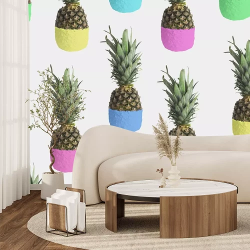 Sticker Popart kleurrijke ananas