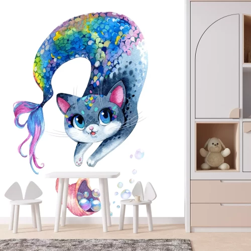 Sticker Magische kat zeemeermin