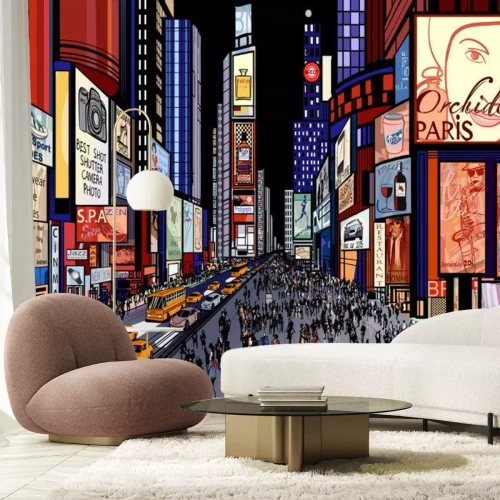 Sticker New York - nacht uitzicht op Times Square