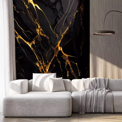 Sticker Black marble with gold veins