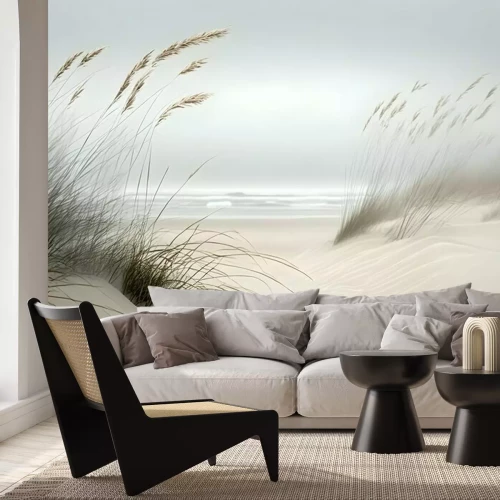 Fotobehang Planten op zandduinen met uitzicht op zee