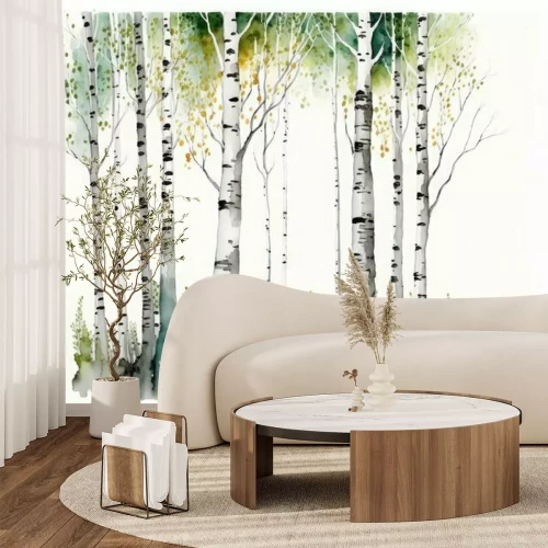 Fotobehang Berken lente uitzicht