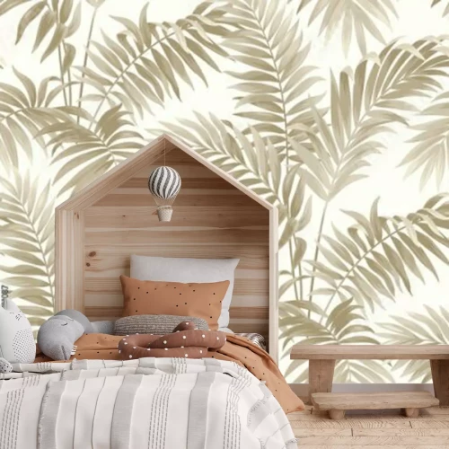 Fotobehang Beige struikgewas vol bladeren