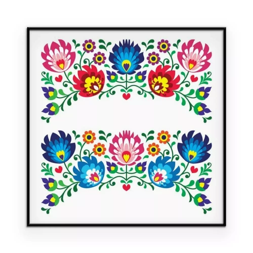 Poster Grafische elementen met volksornamenten