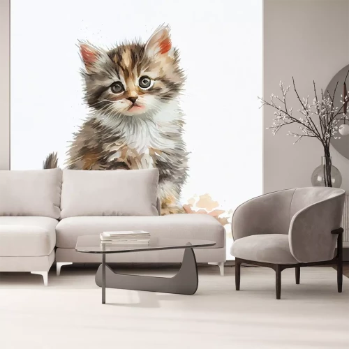 Sticker Portret van een grijze kitten