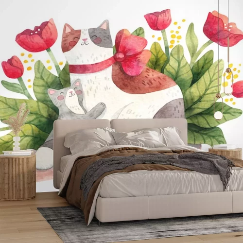 Sticker Kattenmoeder en kitten