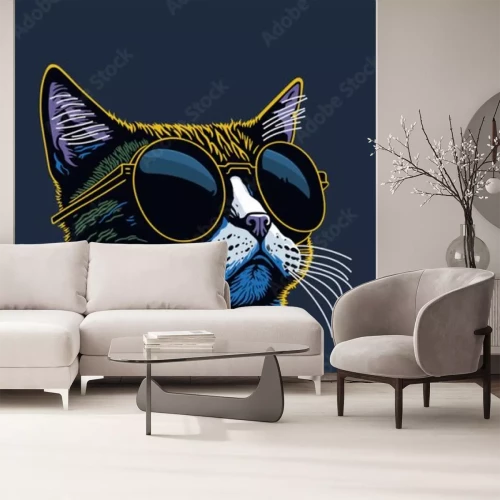 Sticker Kat in donkere glazen