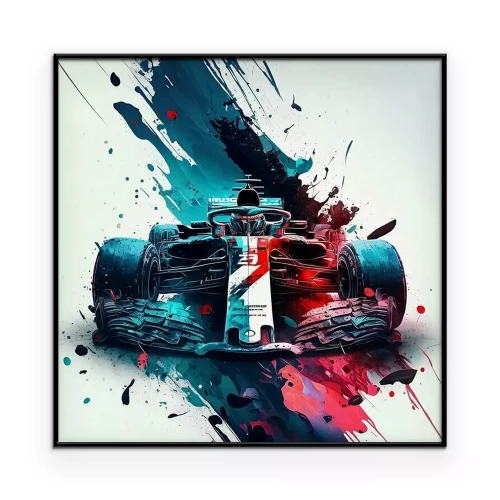 Poster Kleurrijke Formule 1-auto in aquarel