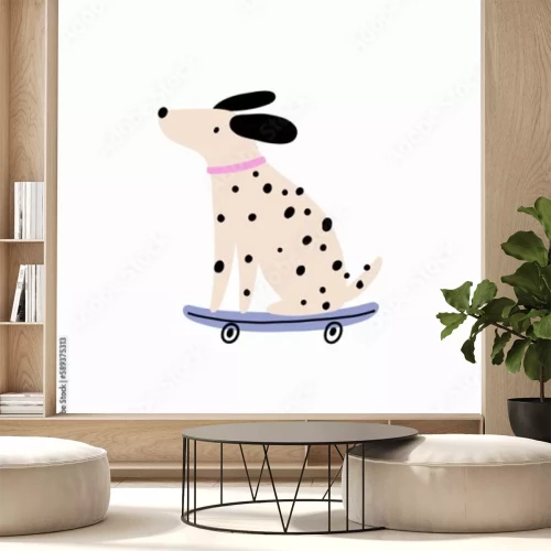 Sticker Dalmatiër op een skateboard