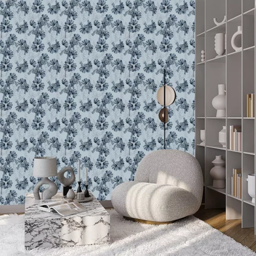 Behang Bloemen uitstekend blauw