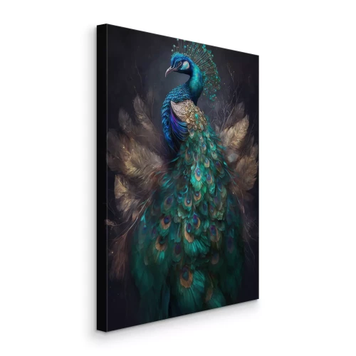 Canvas Abstract Colorful Peacock . AI generated Illustration.